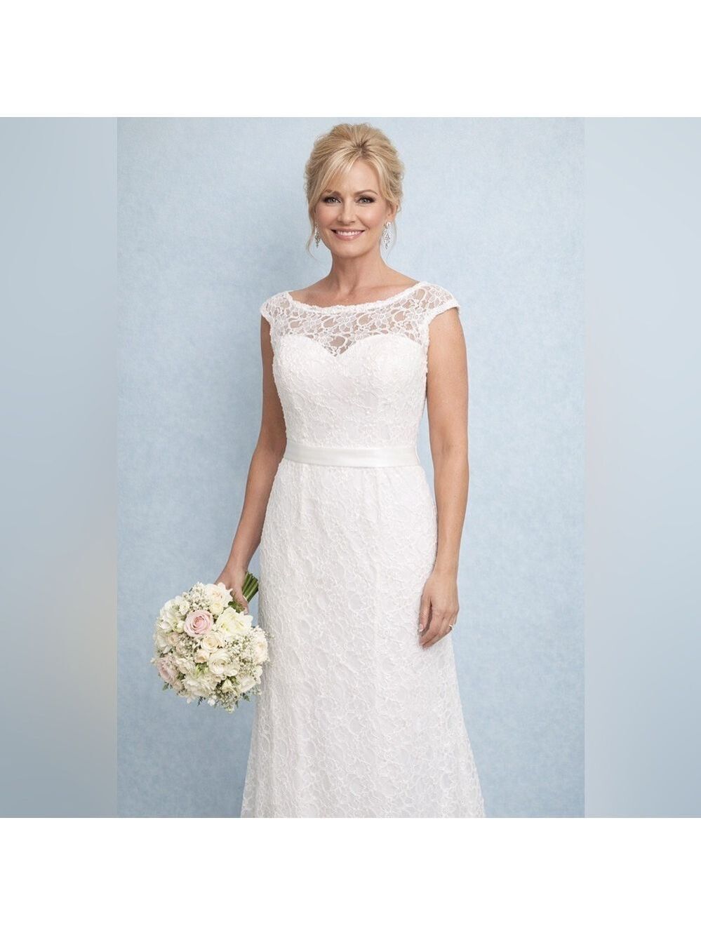 Size 8 Mori Lee Simple Ivory Wedding Dress Destination Gown Reception Lace